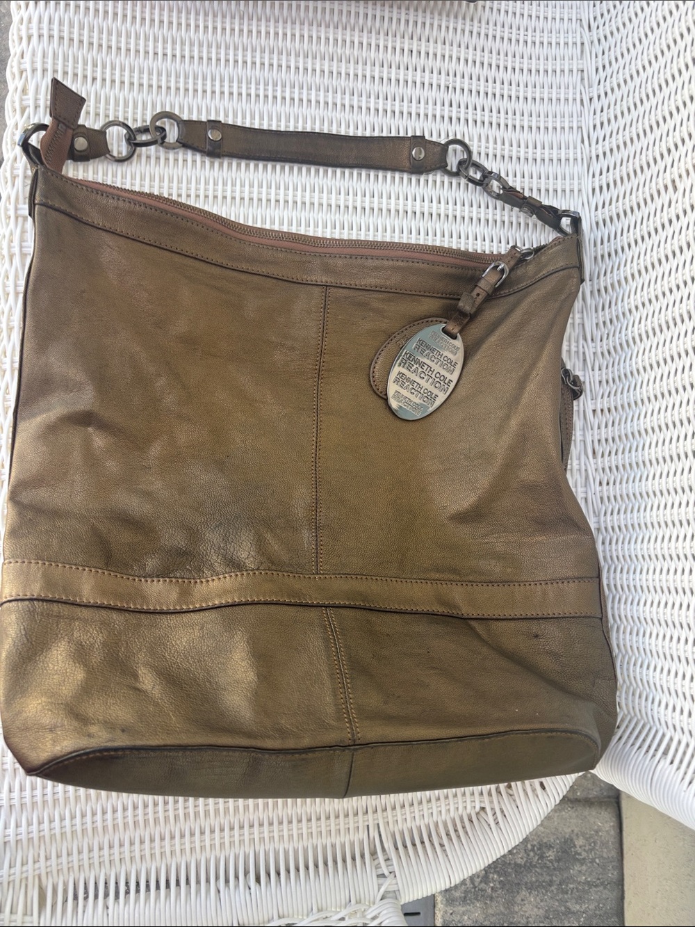 Kenneth Cole Reaction Bronze Leather Shoulder Bag Vintage